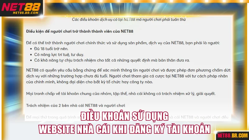 Điều khoản sử dụng website nhà cái khi đăng ký tài khoản