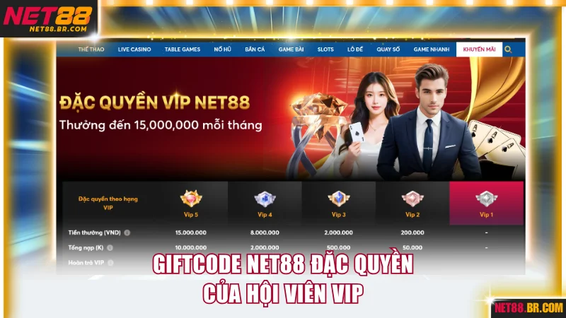 Giftcode NET88 đặc quyền của hội viên VIP