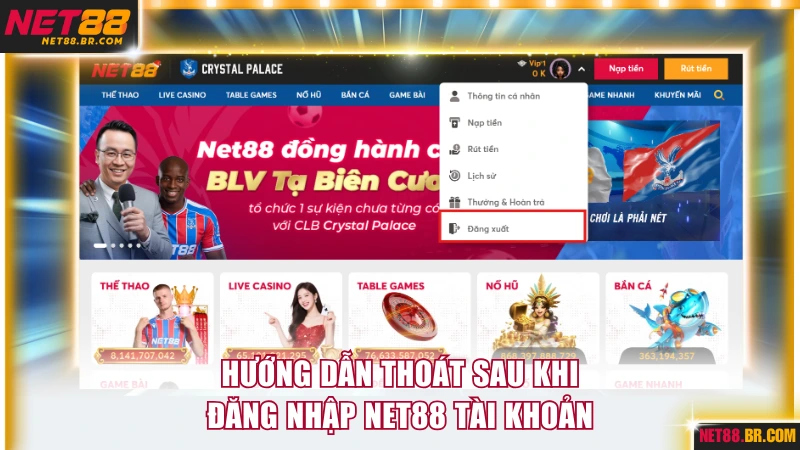 Hướng dẫn thoát sau khi đăng nhập NET88 tài khoản