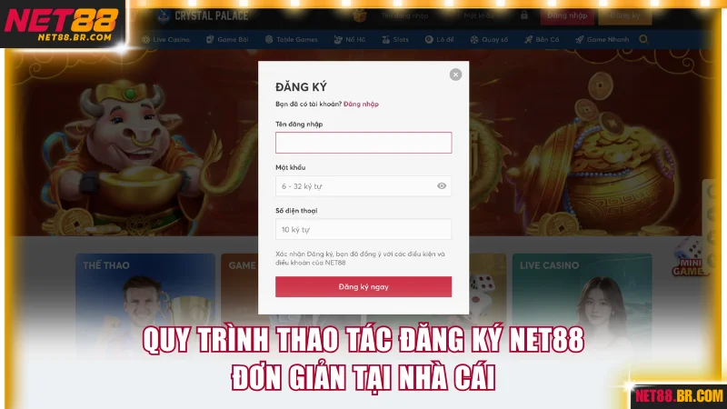Quy trình thao tác đăng ký NET88 đơn giản tại nhà cái