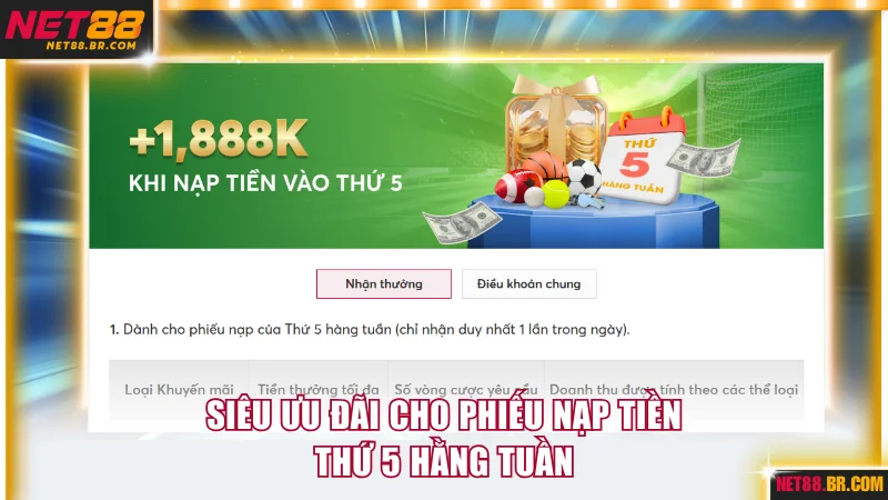 Siêu ưu đãi cho phiếu nạp tiền thứ 5 hằng tuần