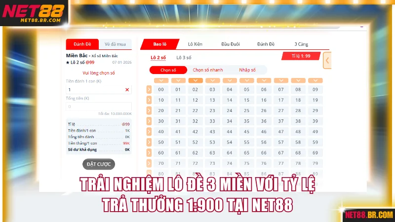 Tỷ lệ trả thưởng lô đề 3 miền lên đến 1:900